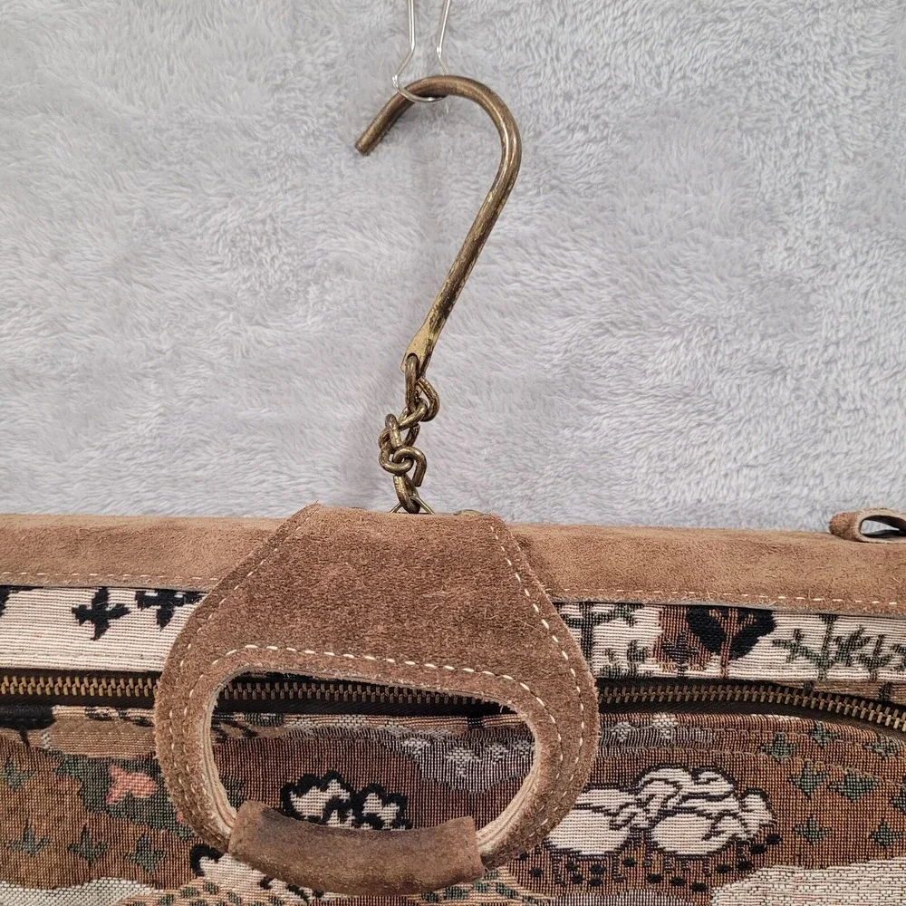 Vintage Garment Bag Embroidered Tapestry Woodsland Animals Scenes